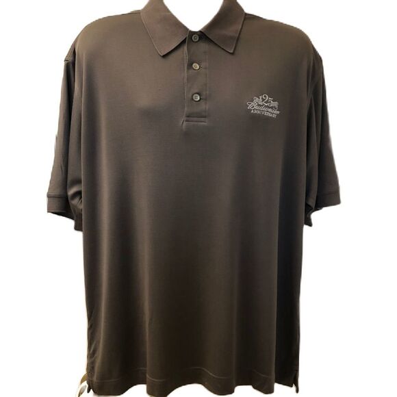 Vintage Cutter & Buck Silk Gray Men's Polo Shirt Budweiser 125 Years Anniversary - Picture 1 of 12